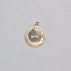 Vintage Gold Capricorn Pendant Charm with Black Diamonds