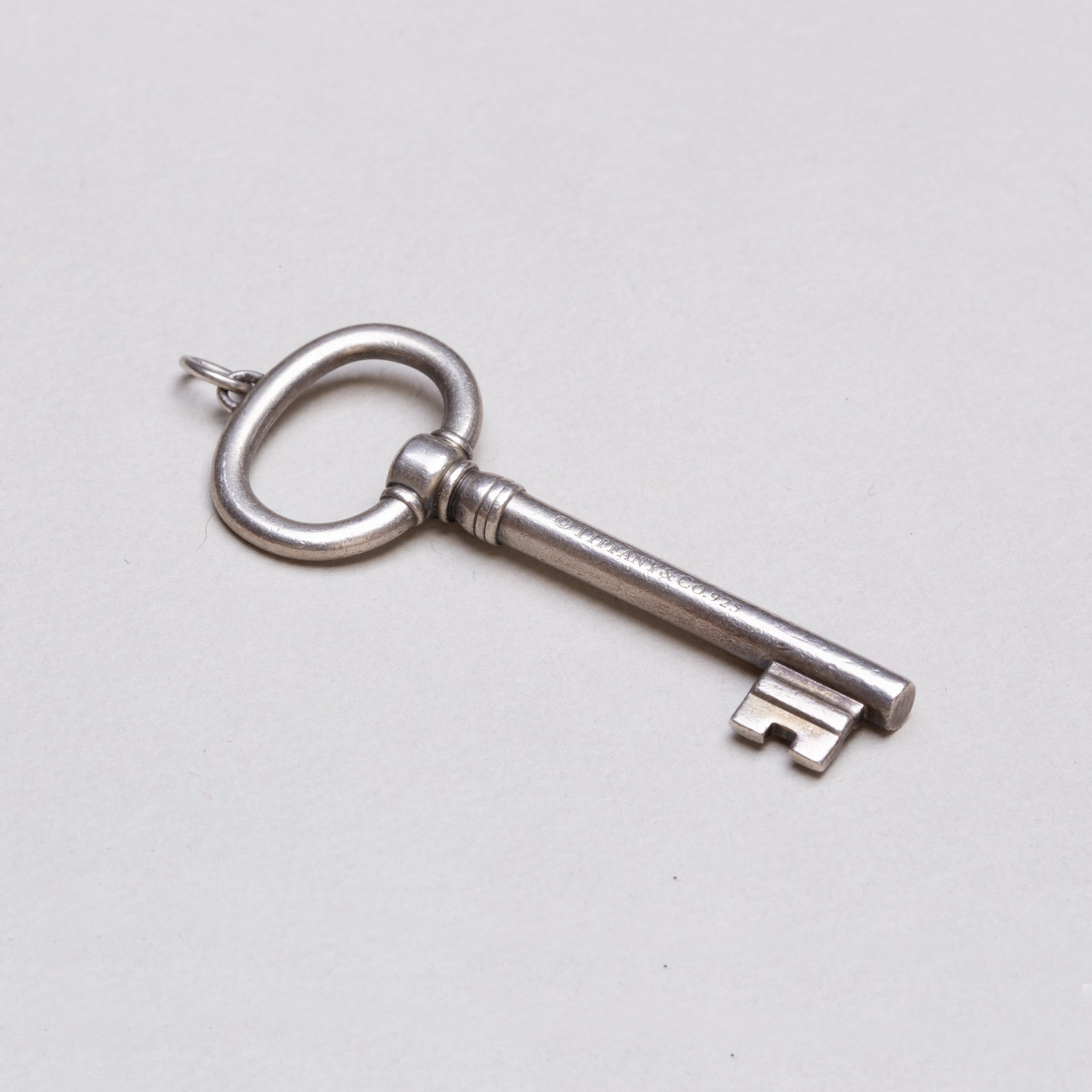 Vintage Tiffany Sterling Silver Key Pendant Charm felt