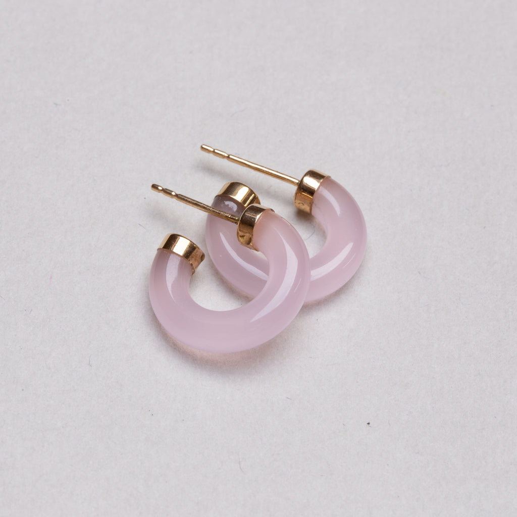 Vintage 14ct Gold Rose Quartz Hoop Earrings