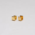 Gold Square Huggie Stud Earrings