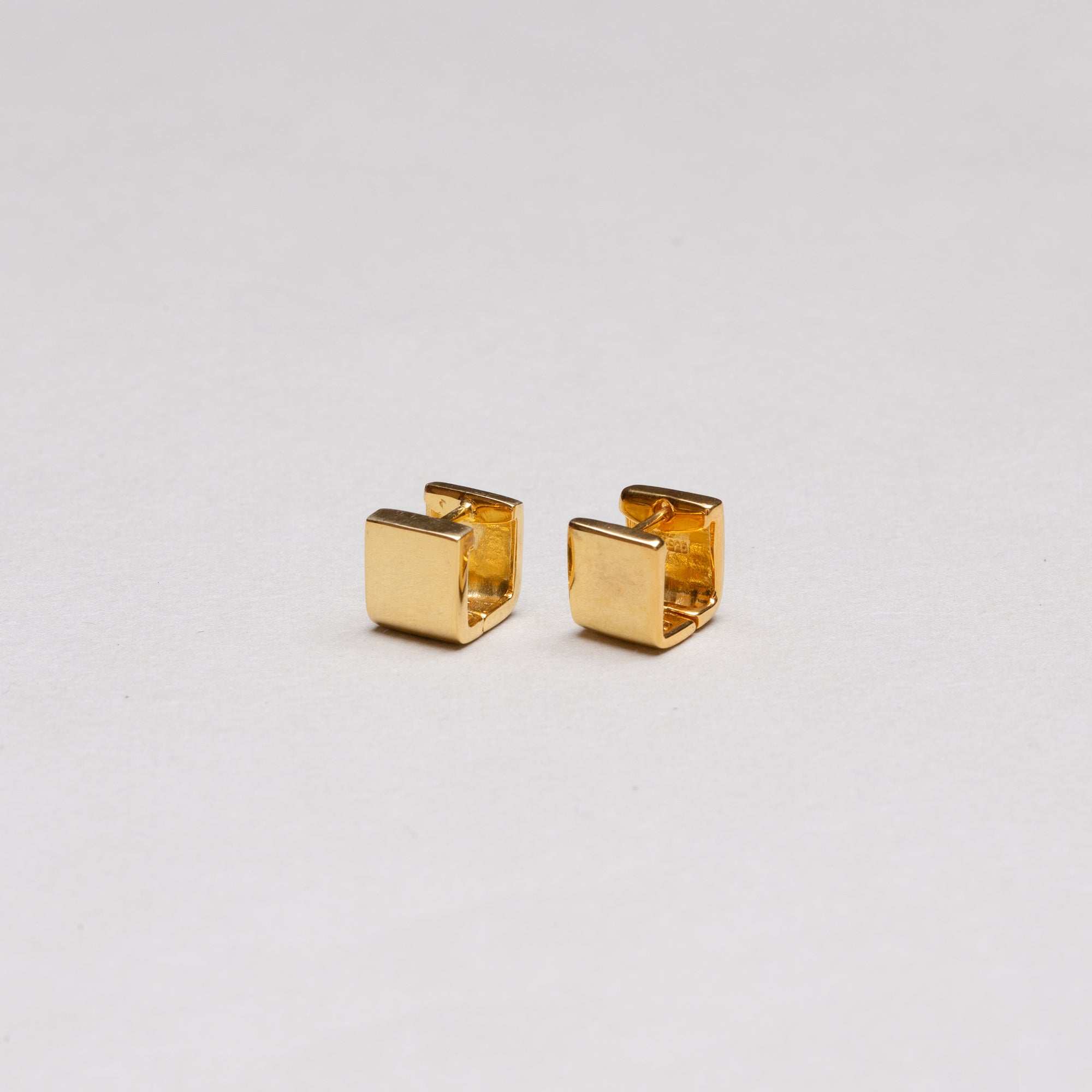 Gold Square Huggie Stud Earrings