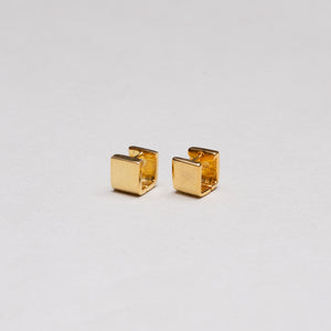 Gold Square Huggie Stud Earrings