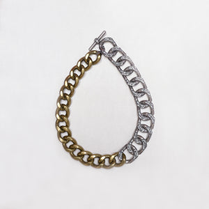 Vintage Lanvin Two-Tone Chain Necklace with Rhinestones