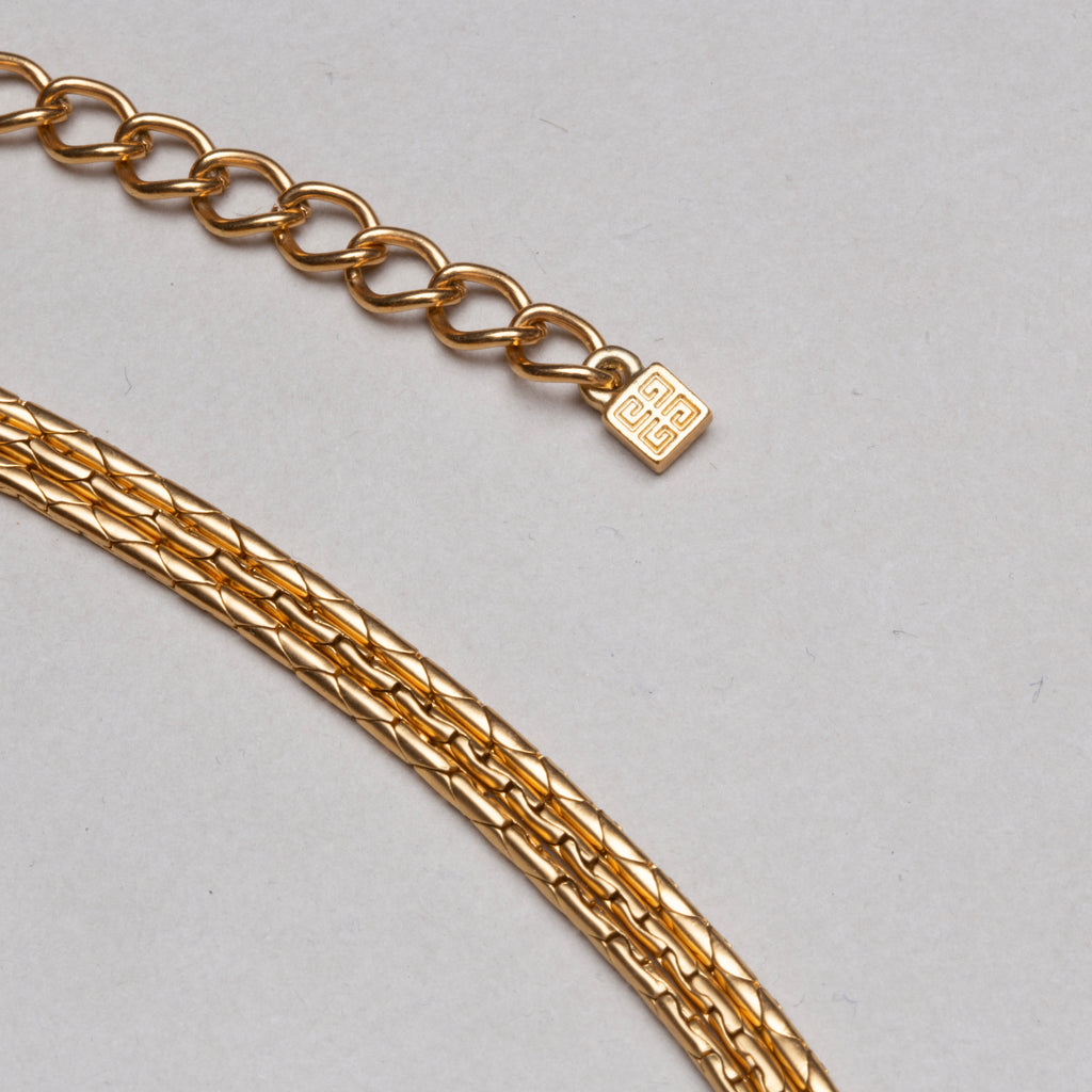 Vintage Givenchy Triple Strand Snake Chain Necklace