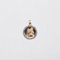 18ct Gold St. Christopher Pendant Charm with Blue Sapphire