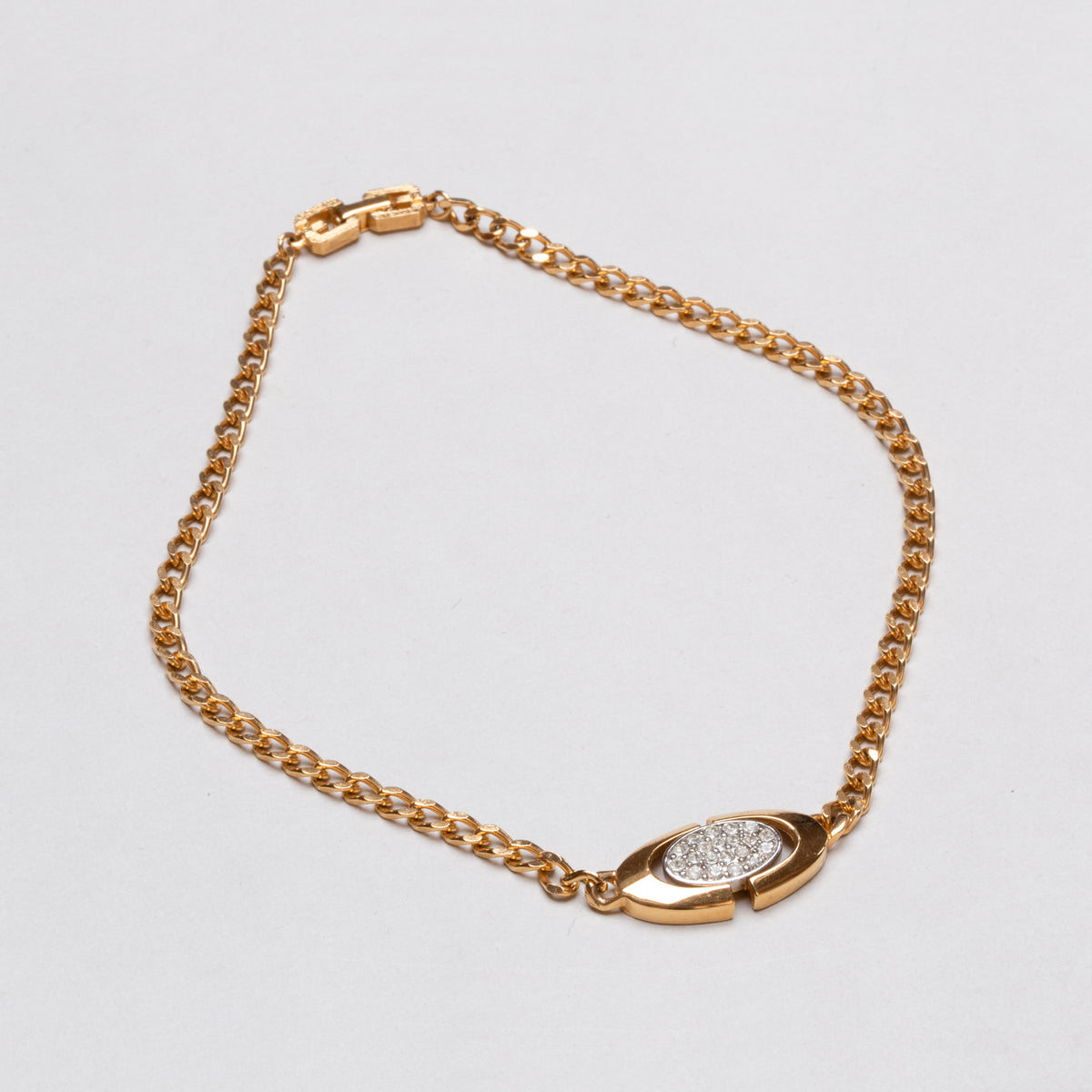 Vintage Givenchy Gold Choker Necklace with Rhinestones