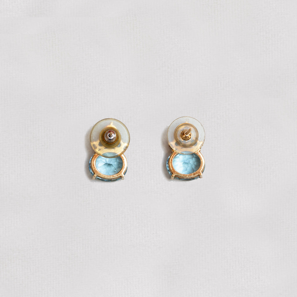Vintage "Kiki Classics" Oval Blue Topaz and Peridot Petal Earrings