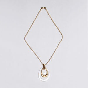 Vintage Trifari Gold Snake Chain Necklace with 'Teardrop' Pendant