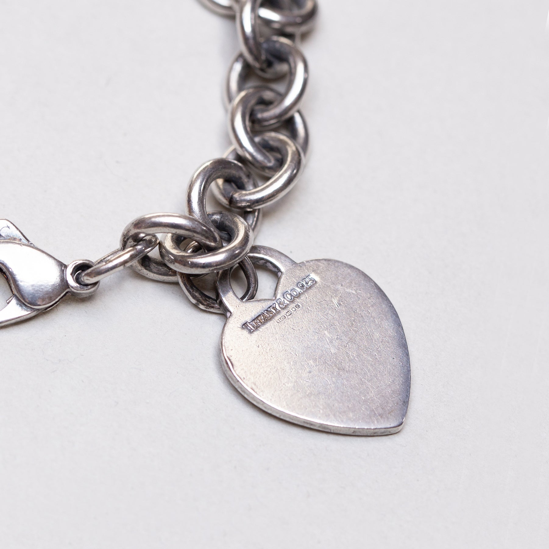 Vintage Tiffany & Co Sterling Silver Heart Pendant Bracelet