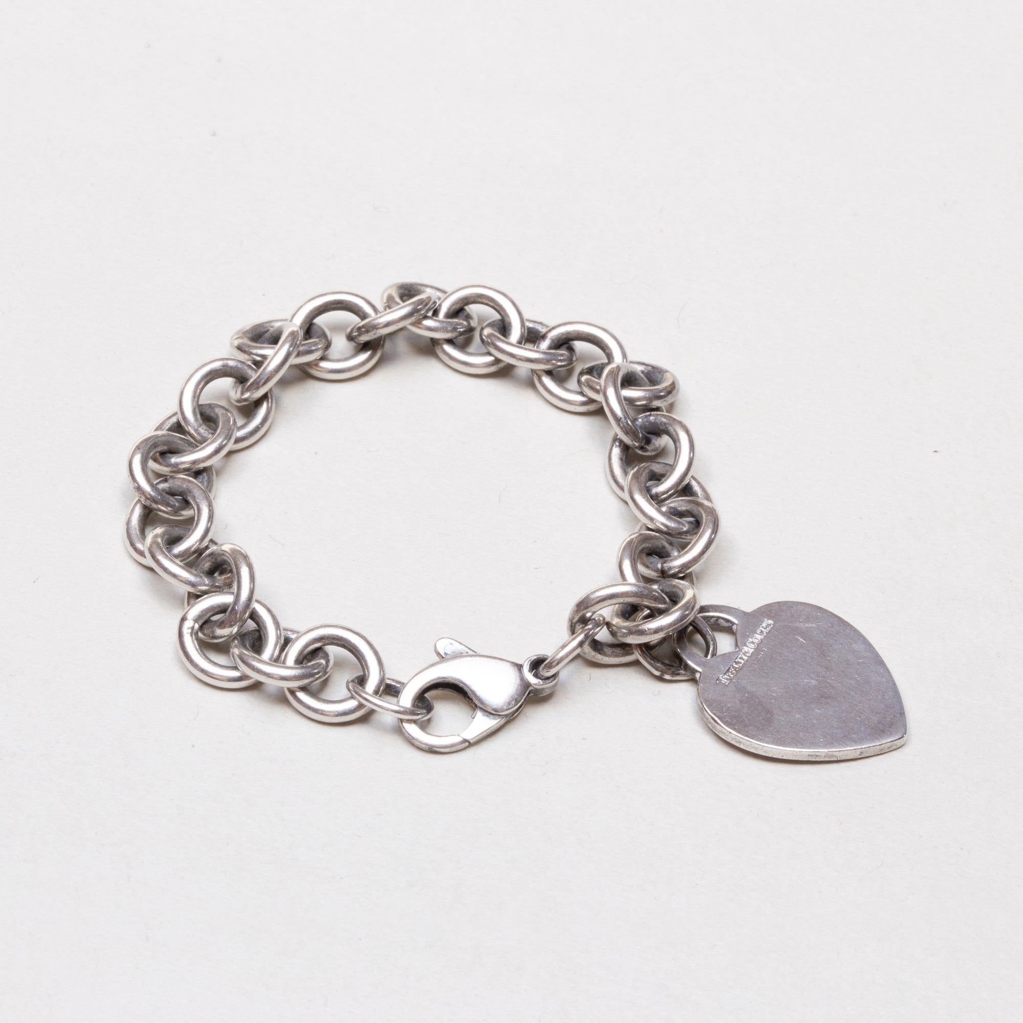 Vintage Tiffany & Co Sterling Silver Heart Pendant Bracelet