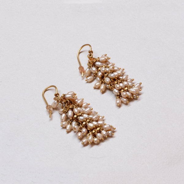 Henrietta gold plated earrings-Gold pearl