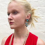 Vintage Dior Blue Cabochon Drop Clip-On Earrings