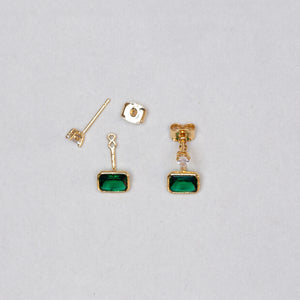 Gold-plated Earrings with Emerald