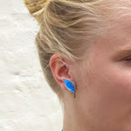 Vintage Givenchy Blue Enamel Leaf Clip-On Earrings