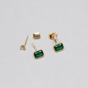 Gold-plated Earrings with Emerald