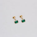 Gold-plated Earrings with Emerald