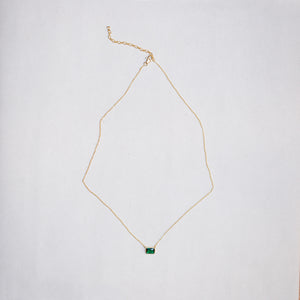 Gold-plated Necklace with Emerald Pendant