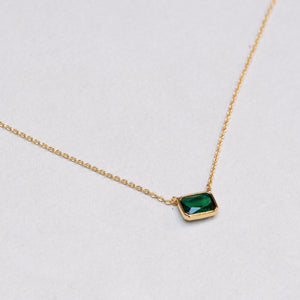 Gold-plated Necklace with Emerald Pendant