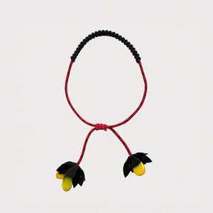 Vintage Marni Black and Yellow Floral Rope Necklace