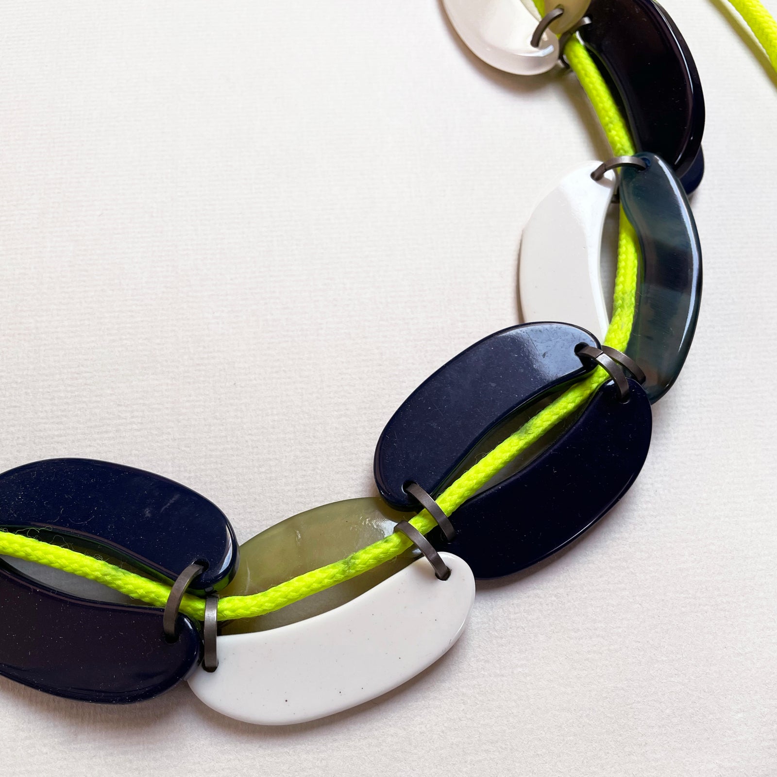 Vintage Marni Resin Necklace with Neon Yellow Cord
