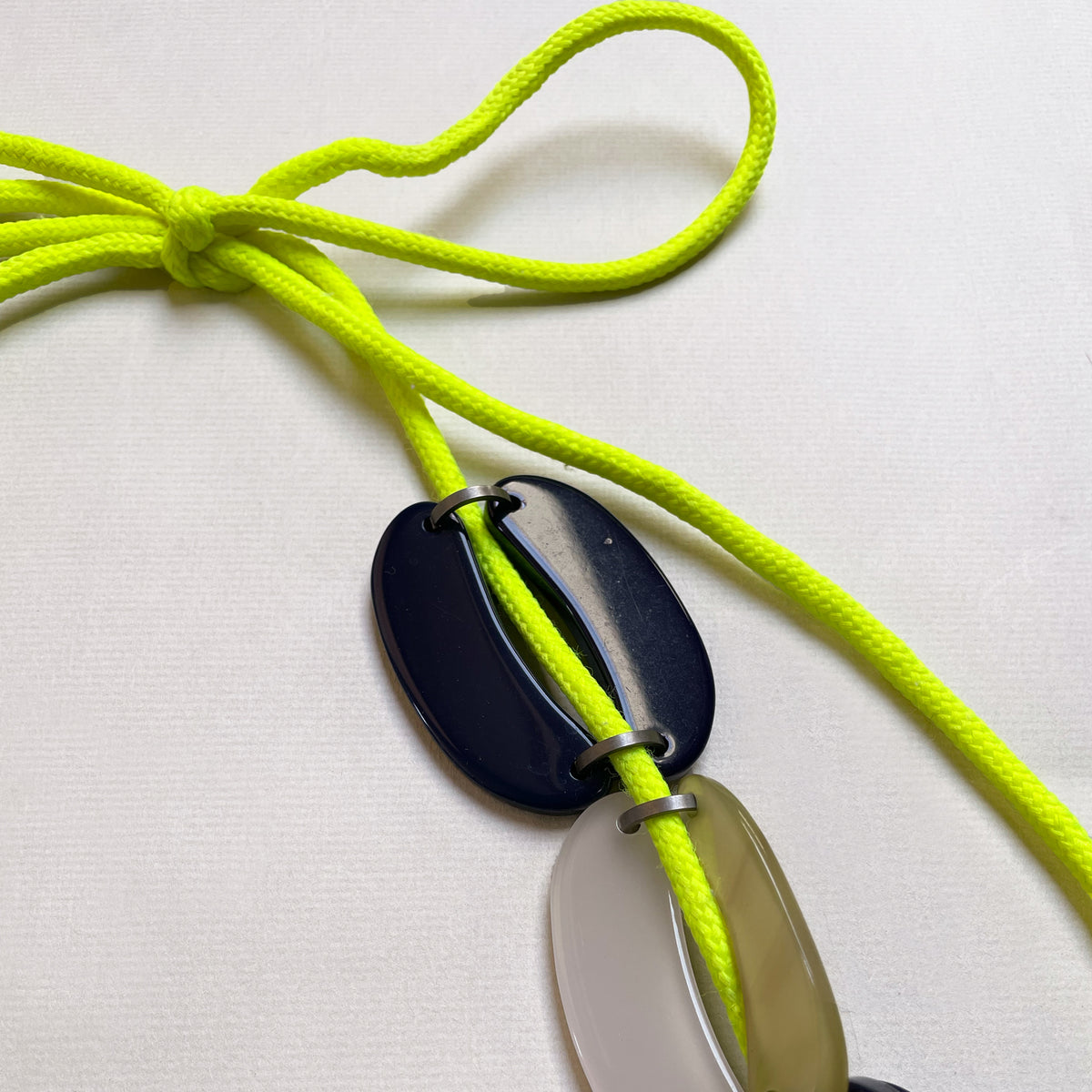 Vintage Marni Resin Necklace with Neon Yellow Cord