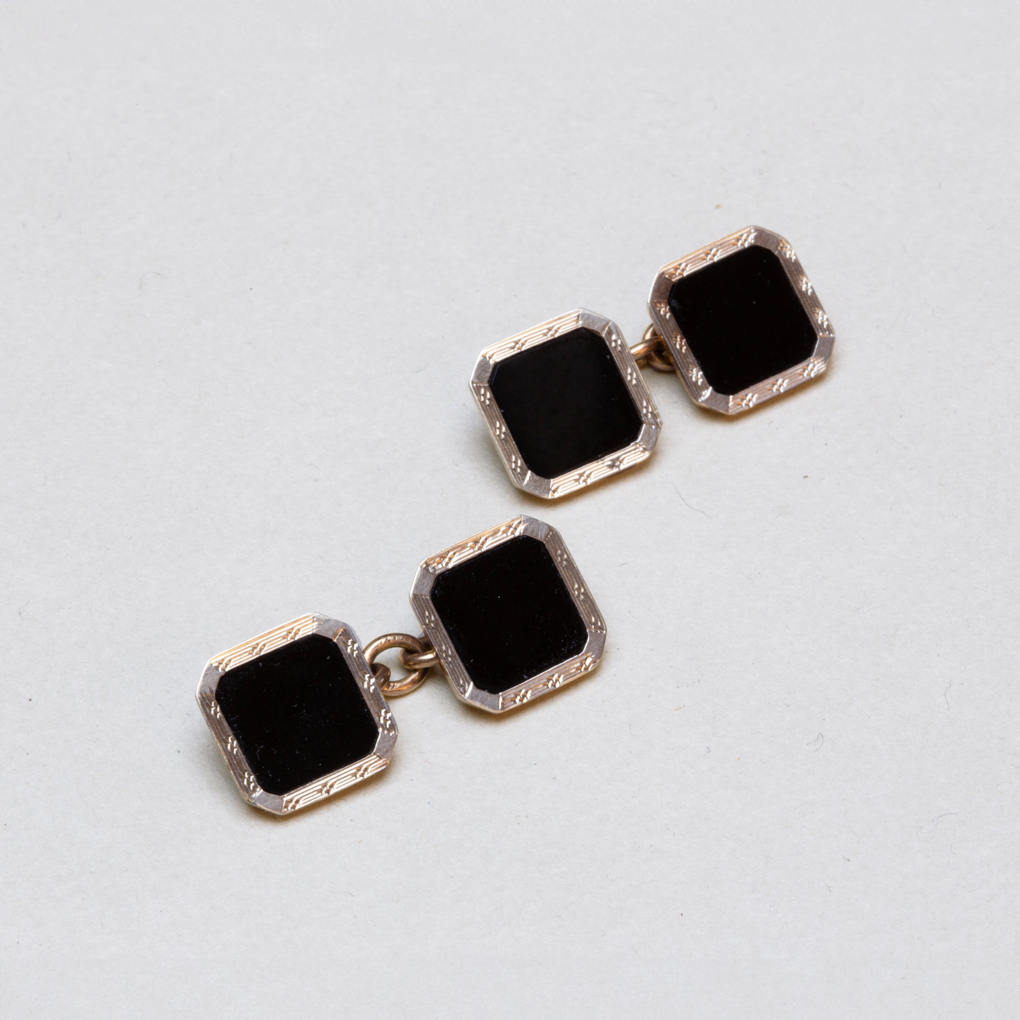 Vintage 18ct White Gold Cufflinks with Black Onyx