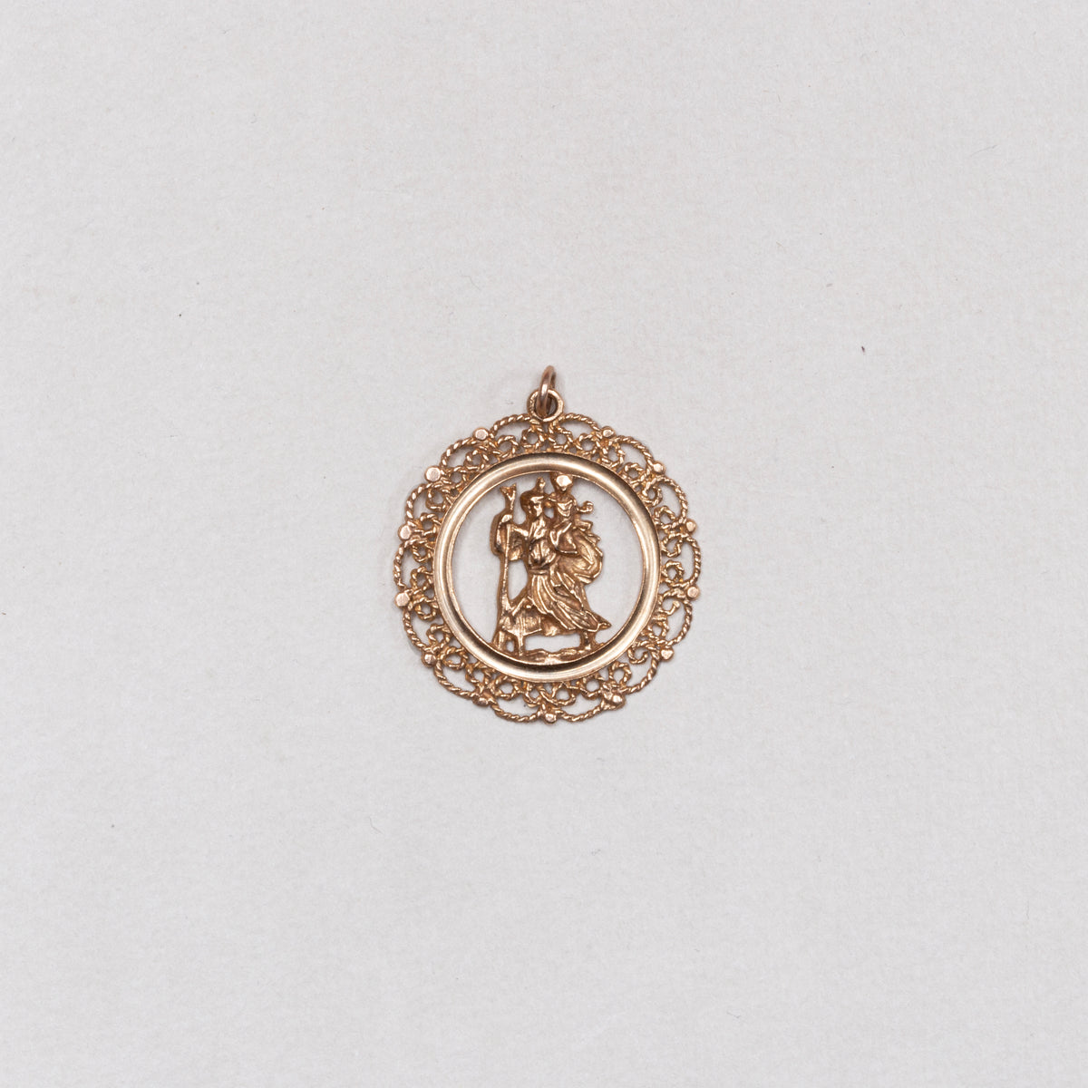 Rare Vintage 9ct Gold Decorative St. Christopher Charm Pendant
