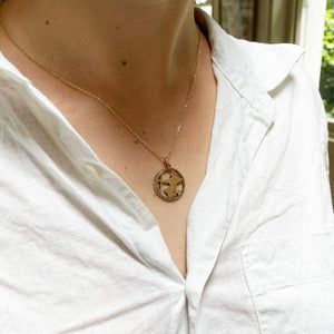 Vintage Sagittarius Charm Pendant with Black Diamonds