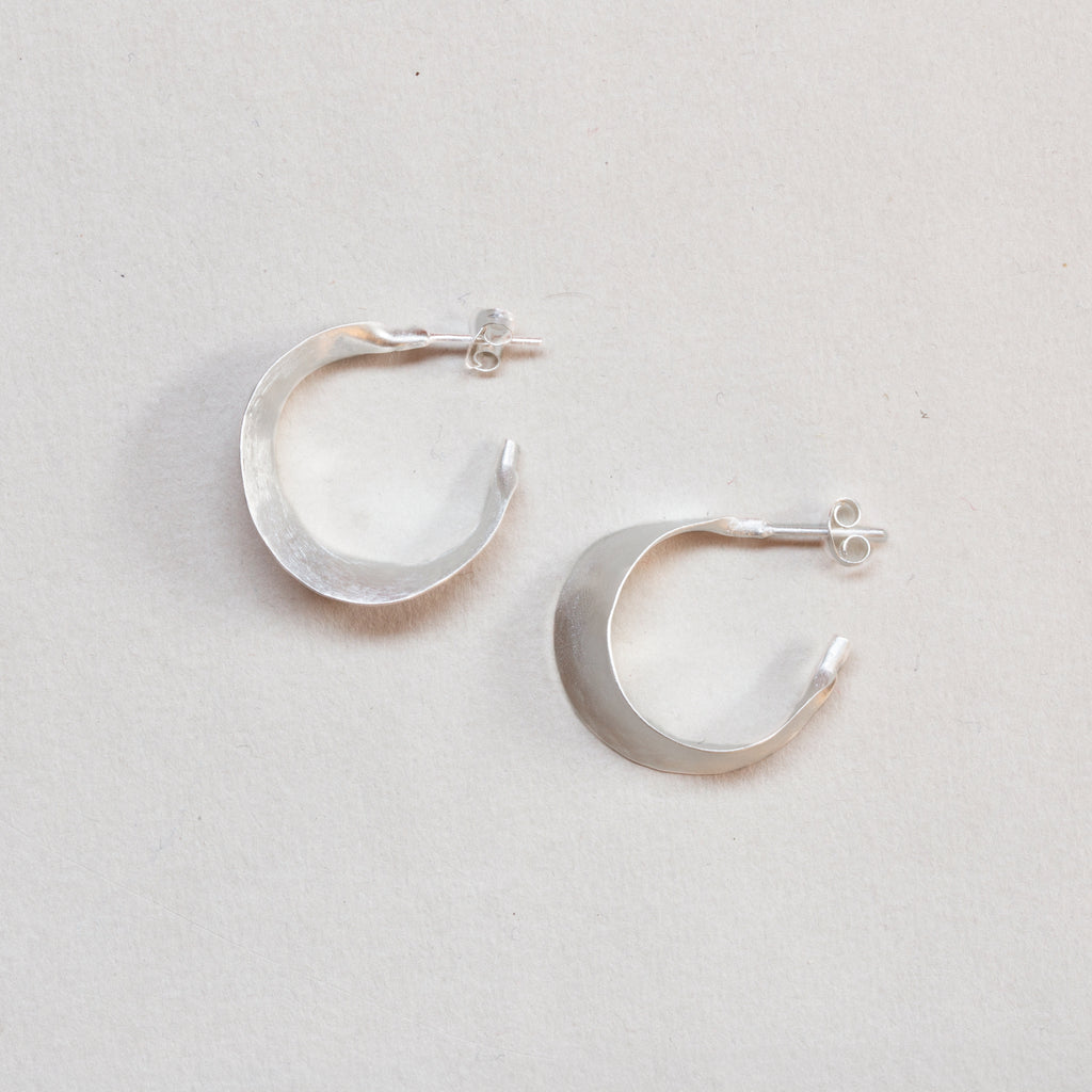 Open Flared Hoop Stud Earrings