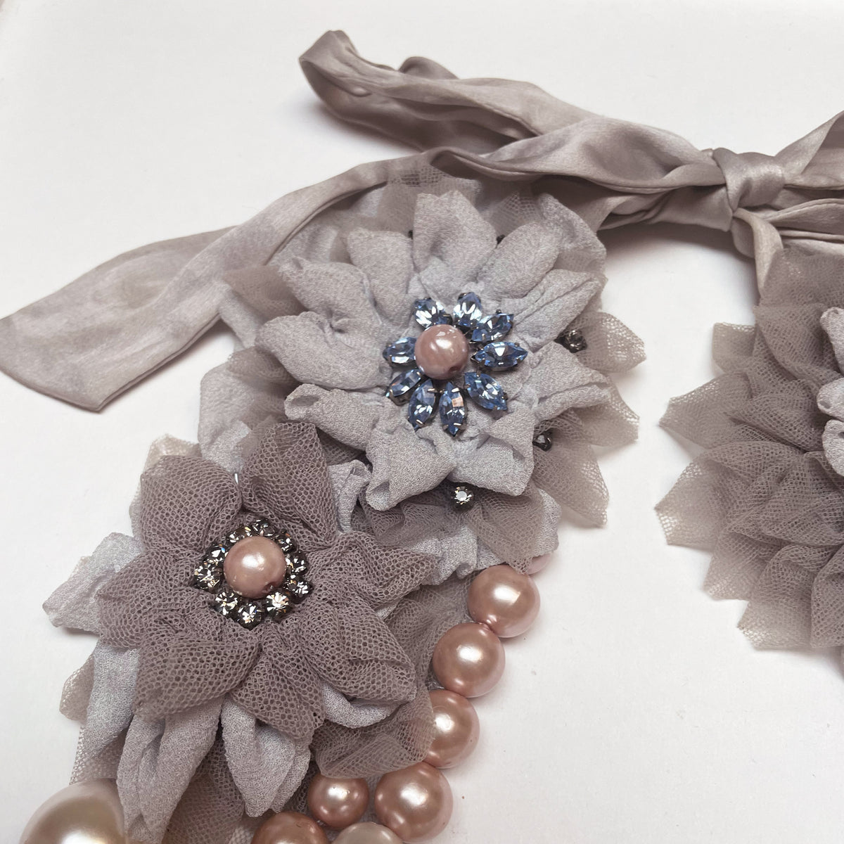 Vintage Emporio Armani Floral Faux Pearl Necklace