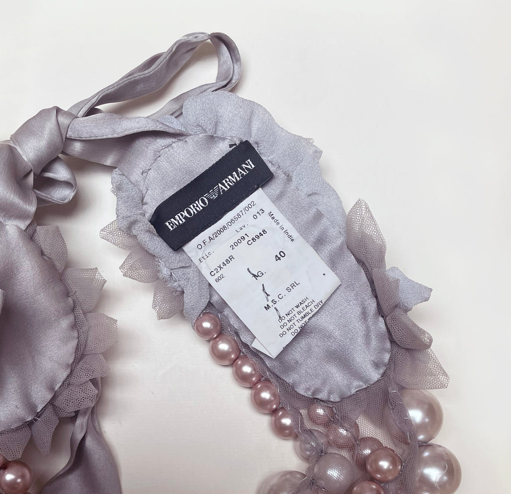 Vintage Emporio Armani Floral Faux Pearl Necklace