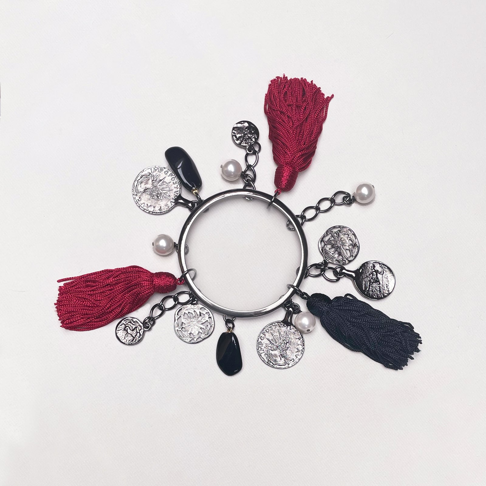 Vintage Oscar de la Renta Coin, Tassel & Charm Bracelet