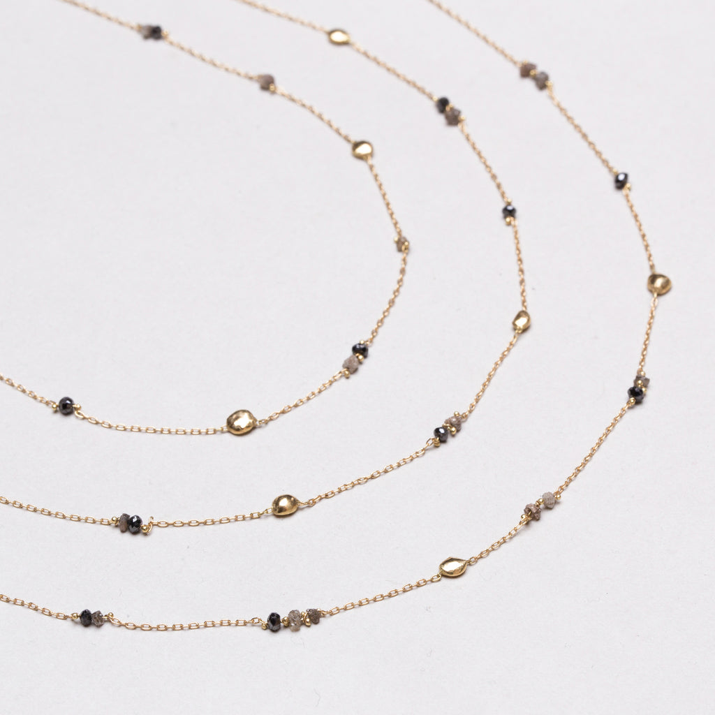 Vintage Triple-Strand Gold Necklace with Beads