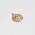 Vintage 9ct Gold St. Christopher Charm Pendant with Blue Sapphires
