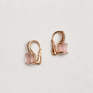 Vintage Gold Diamond Earrings with Pink Tourmaline