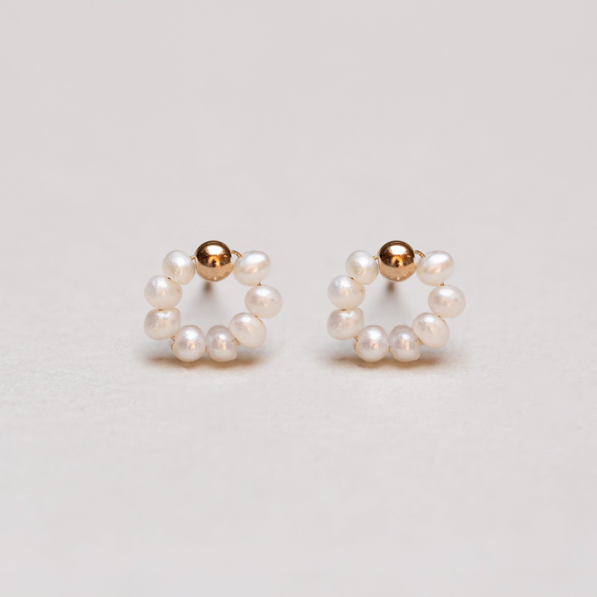 Gold-plated Flower Stud Earrings with Fresh Water Pearls