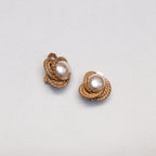 Vintage Gold Clip-on Earrings with Faux Pearls