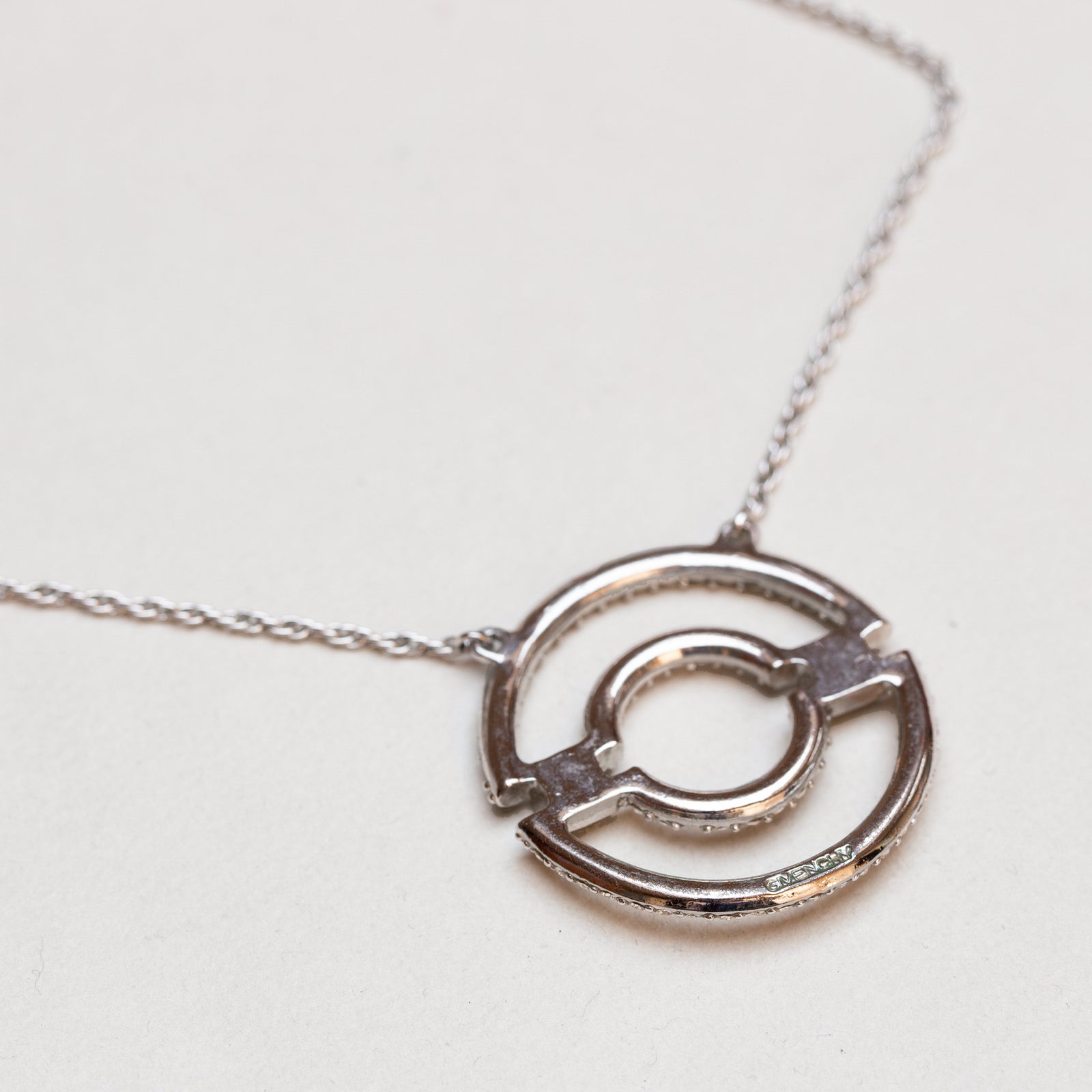 Vintage Givenchy Silver-tone Chain Necklace with Rhinestones