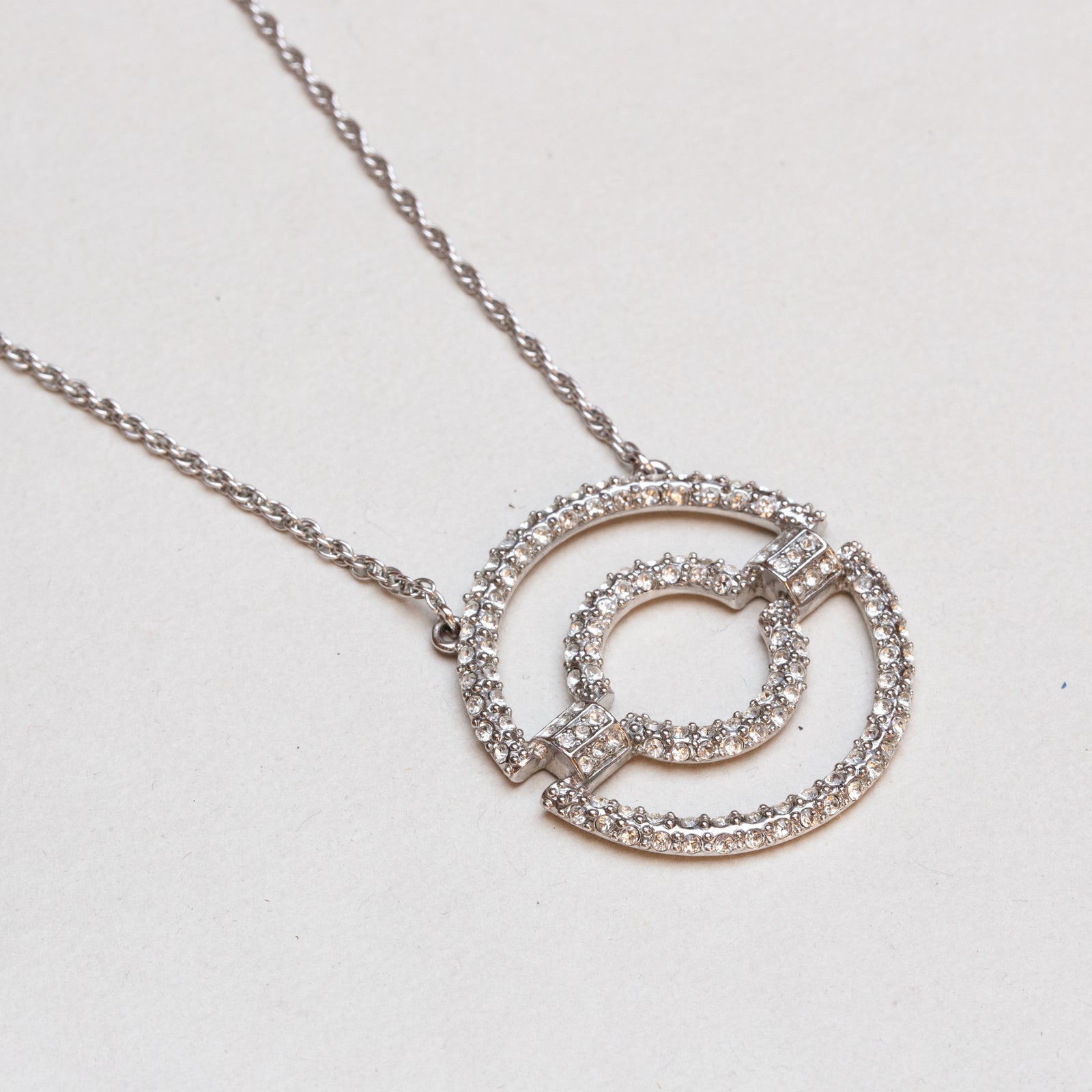 Vintage Givenchy Silver-tone Chain Necklace with Rhinestones