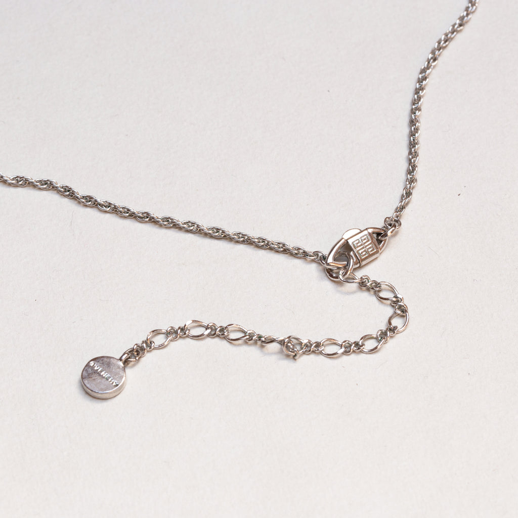 Vintage Givenchy Silver-tone Chain Necklace with Rhinestones