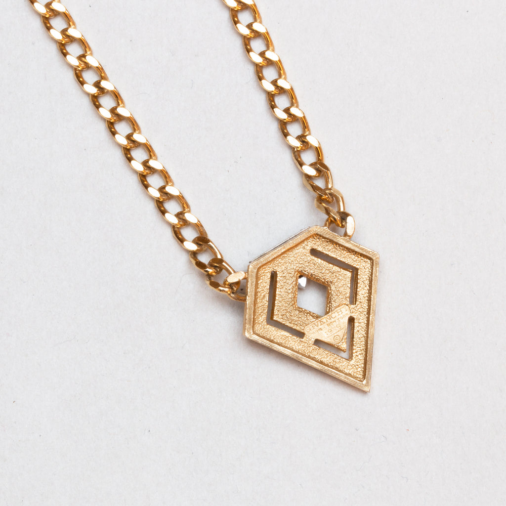 Vintage Givenchy Black and Gold Rhombus Enamel Necklace