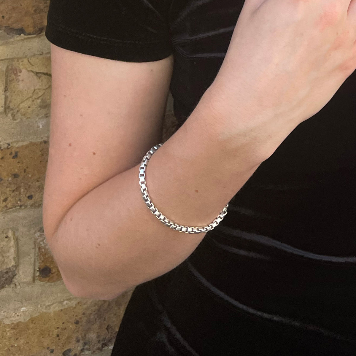 Vintage Tiffany Silver Box Chain Necklace & Bracelet