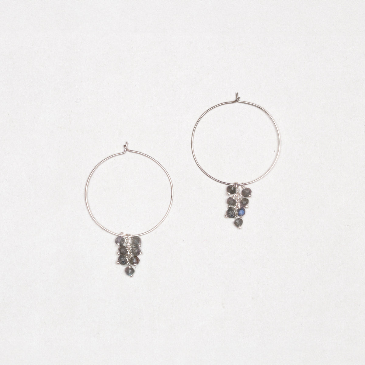 Silver Hoops with Labradorite