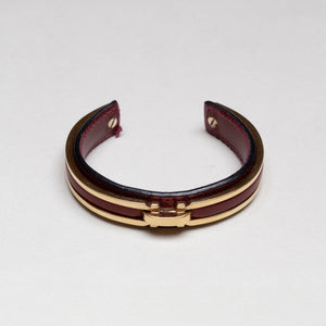 Vintage Ferragamo Burgundy Leather Bangle Bracelet