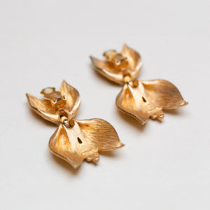 Vintage Gold-metal Floral Clip-on Earrings
