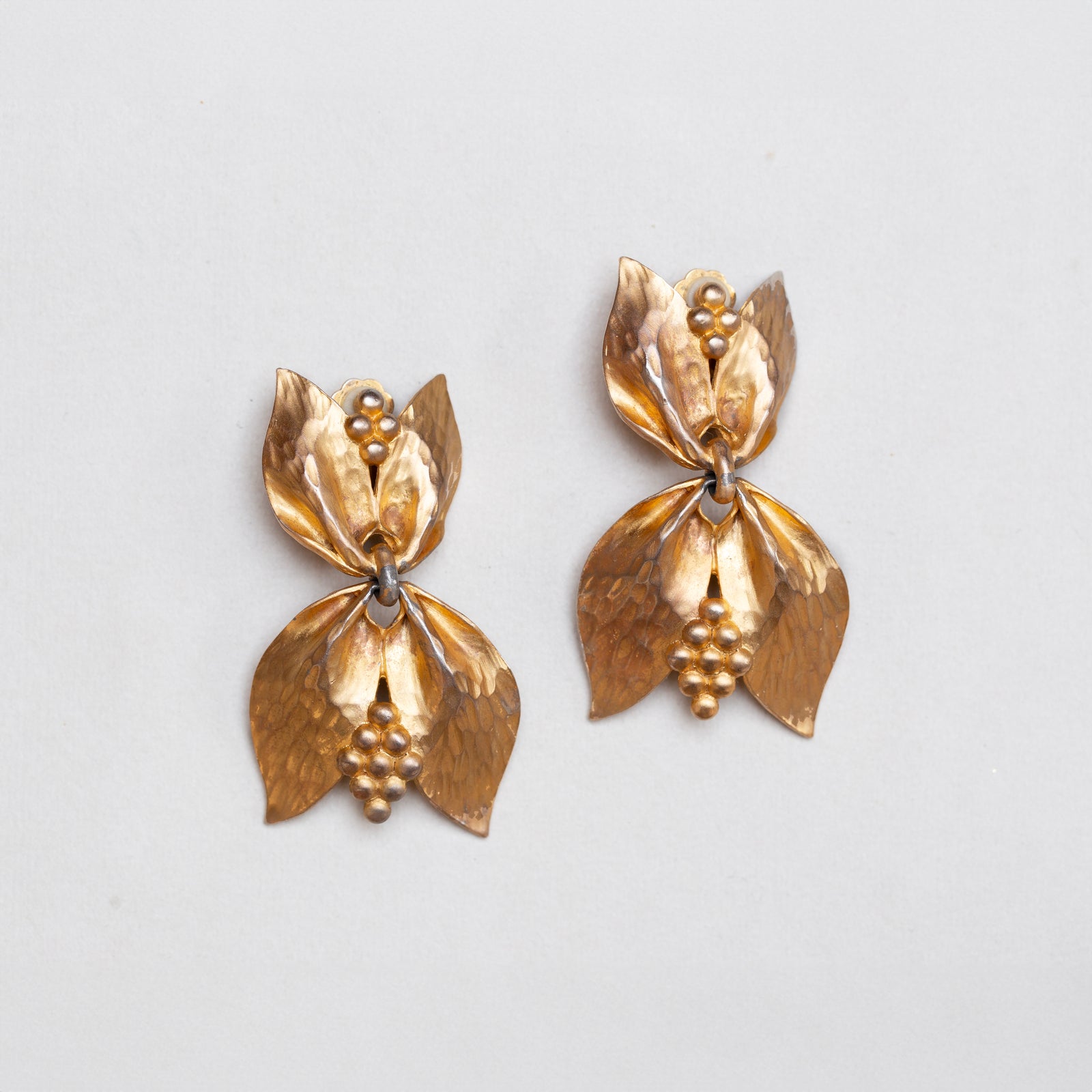 Vintage Gold-metal Floral Clip-on Earrings
