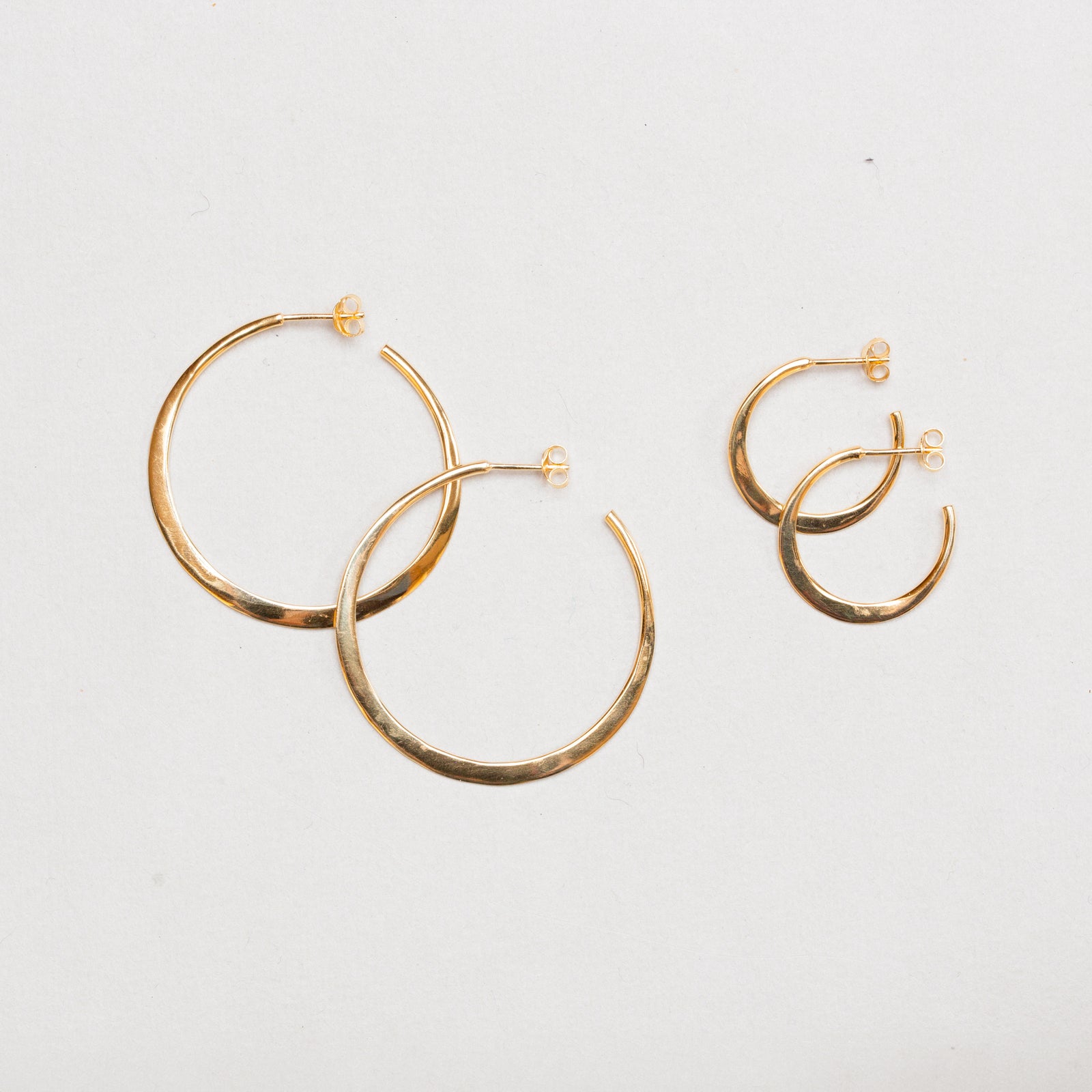 Gold-plated Silver Open Flat Hoop Earrings