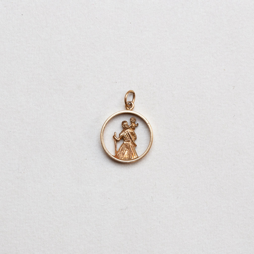 Vintage 9ct Gold St. Christopher Charm Pendant