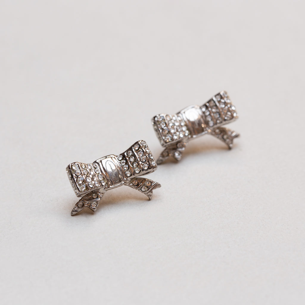 Vintage Ferragamo Bow Ribbon Stud Earrings