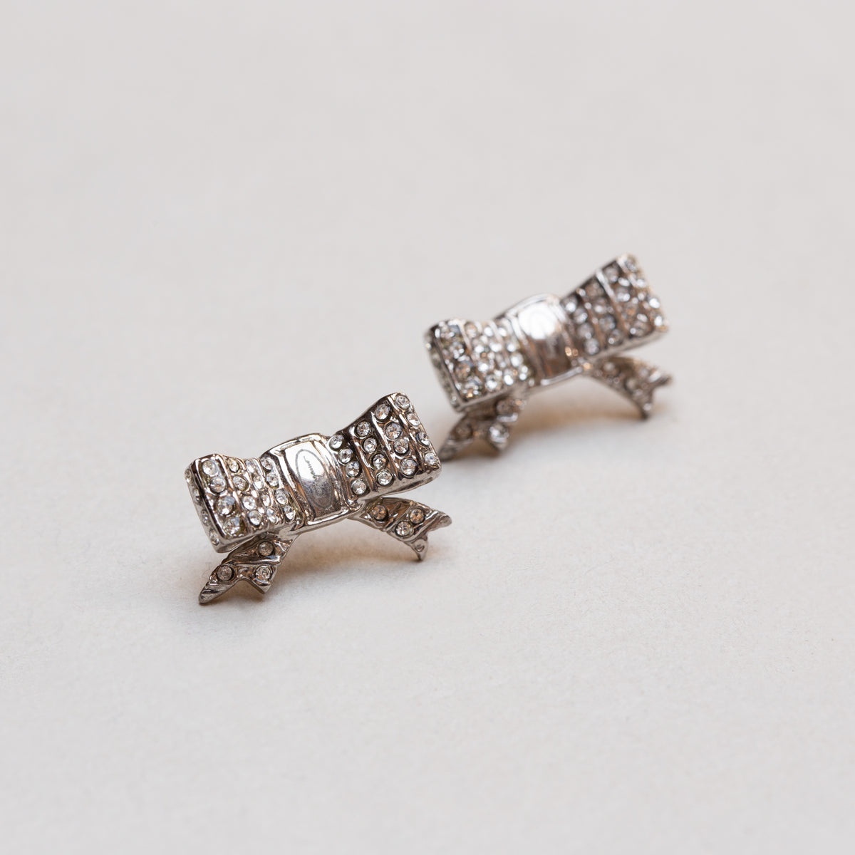 Vintage Ferragamo Bow Ribbon Stud Earrings